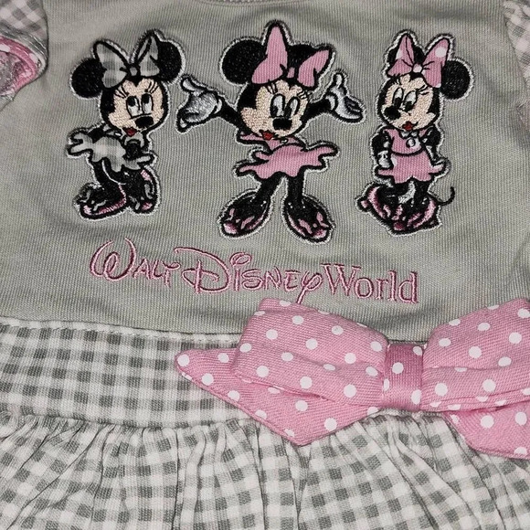 NWT Disney Parks Girls Walt Disney World Pink Gray Minnie Mouse Dress 3 Months - Picture 3 of 3